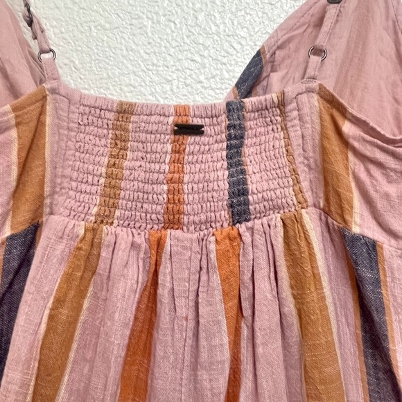 O'Neill Tatum Tie Front Romper Pink Striped Retro Beach Size Medium - Picture 6 of 13